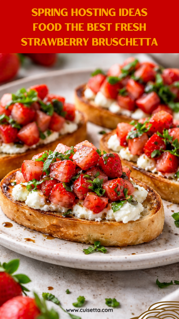 Looking for a showstopper that requires zero culinary stress? This Strawberry Ricotta Bruschetta is the answer. It’s a standout in any Spring Hosting Ideas Food lineup, offering a perfect harmony of sweet, savory, and crunch. These Beautiful Easy Appetizers feature airy whipped ricotta topped with juicy berries and fresh basil, making them ideal Snacks To Serve With Cocktails or a light addition to your Breakfast Bruschetta Ideas. If you're planning Easy Valentines Appetizers For A Party or need portable Easy Boat Appetizers for a day on the water, these Little Appetizers are your best friend. They prove that Appitizers To Make don't have to be complicated to be impressive. Add this to your rotation of Appetizers For Hosting and watch them vanish in seconds!