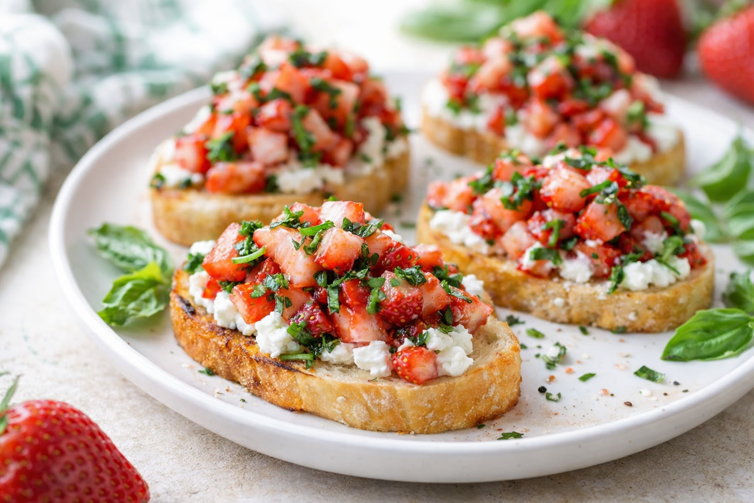 Looking for a showstopper that requires zero culinary stress? This Strawberry Ricotta Bruschetta is the answer. It’s a standout in any Spring Hosting Ideas Food lineup, offering a perfect harmony of sweet, savory, and crunch. These Beautiful Easy Appetizers feature airy whipped ricotta topped with juicy berries and fresh basil, making them ideal Snacks To Serve With Cocktails or a light addition to your Breakfast Bruschetta Ideas. If you're planning Easy Valentines Appetizers For A Party or need portable Easy Boat Appetizers for a day on the water, these Little Appetizers are your best friend. They prove that Appitizers To Make don't have to be complicated to be impressive. Add this to your rotation of Appetizers For Hosting and watch them vanish in seconds!